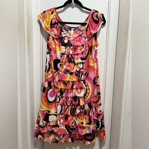 Uncle Frank Psychedelic Tiered Mini Dress